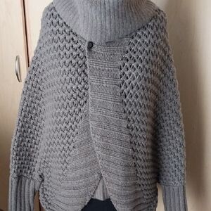 Lafayette 148 Taupe Sweater Jacket And Cowel Neck S/L Sweater 100% Cashmere